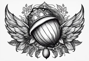 acorn with fairy wings tattoo idea