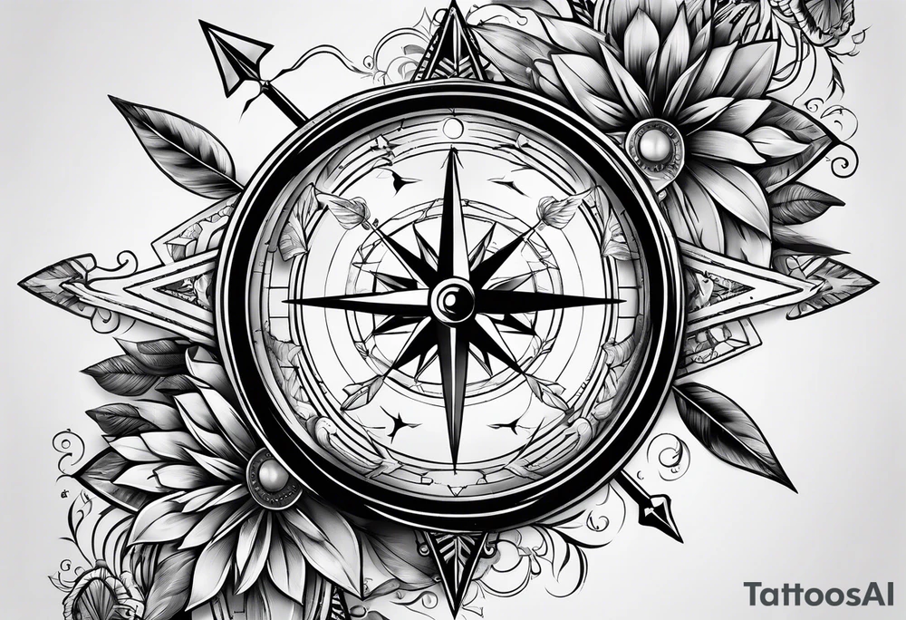 arrow with compass tattoo idea