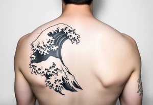 Kokeshi with great wave kimono tattoo idea