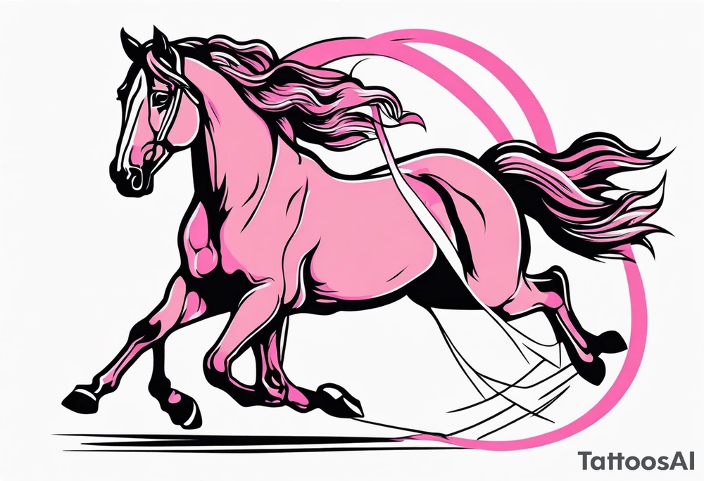 Turn pink ribbon into bucking horse tattoo idea