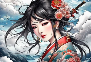 human children in japanese clouds tattoo idea