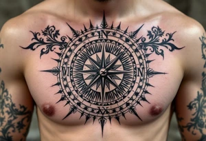 Roman theme with sun dial compass tattoo idea