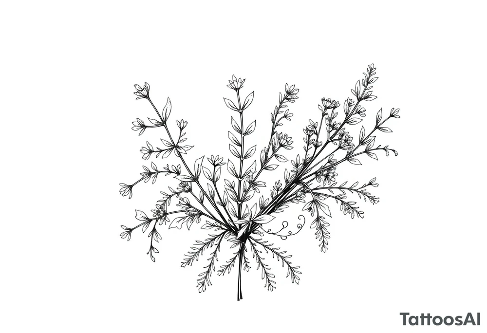 Parsley sage rosemary and thyme botanical drawing tattoo idea