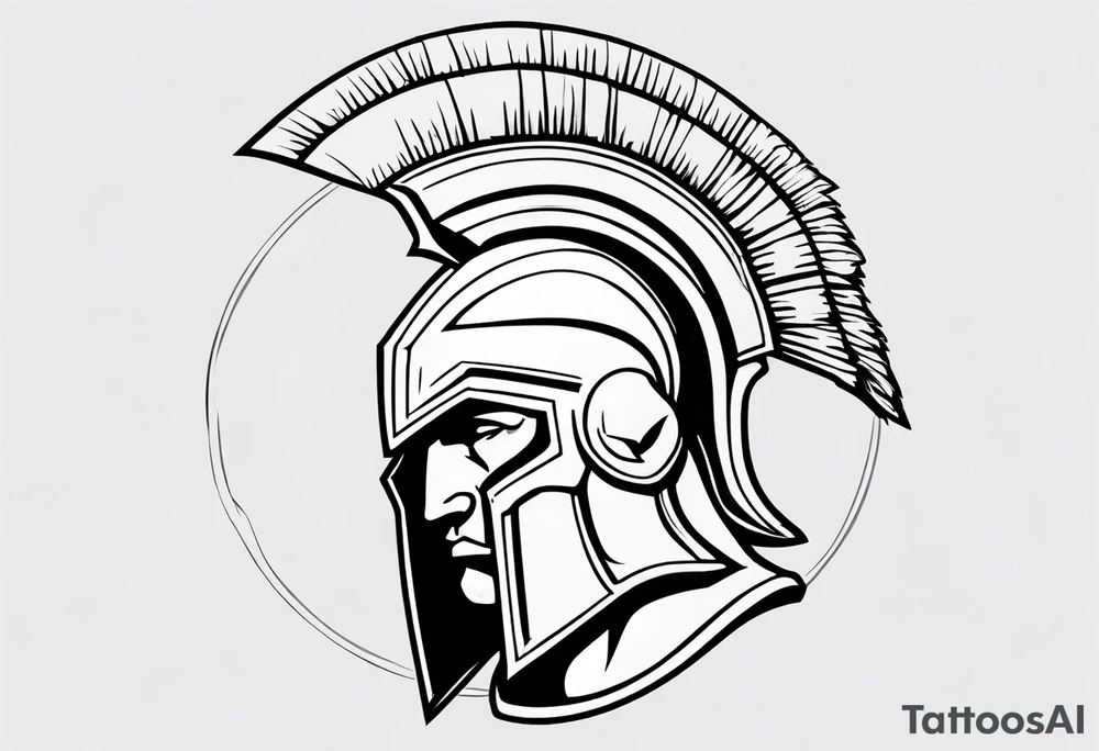 ultra-fine line linework vector of a spartan from the side, spartan spear, spartan shield, laurel wreath tattoo idea