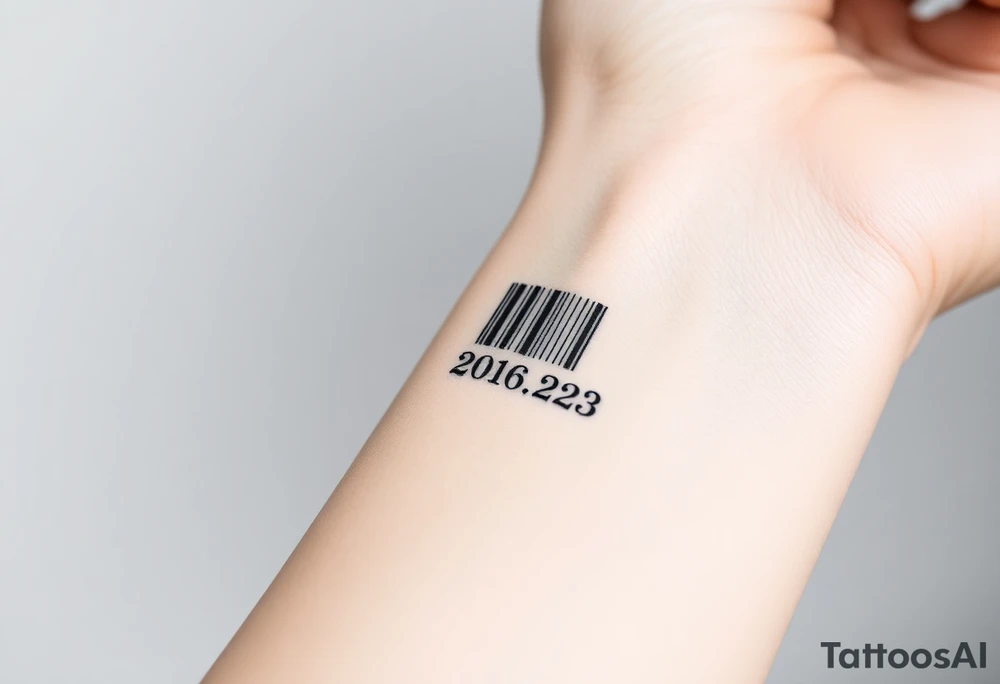 A sleek, minimalist barcode with the couple’s wedding date hidden in the numbers, symbolizing a love marked in time tattoo idea