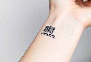 A sleek, minimalist barcode with the couple’s wedding date hidden in the numbers, symbolizing a love marked in time tattoo idea