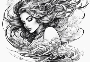Attractive woman floating above water from a top down angle tattoo idea
