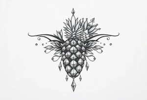 Design to be around vagina and anus using a   pineapple, crown, diamonds. tattoo idea