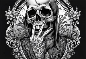 Skeleton holding up 3 fingers tattoo idea