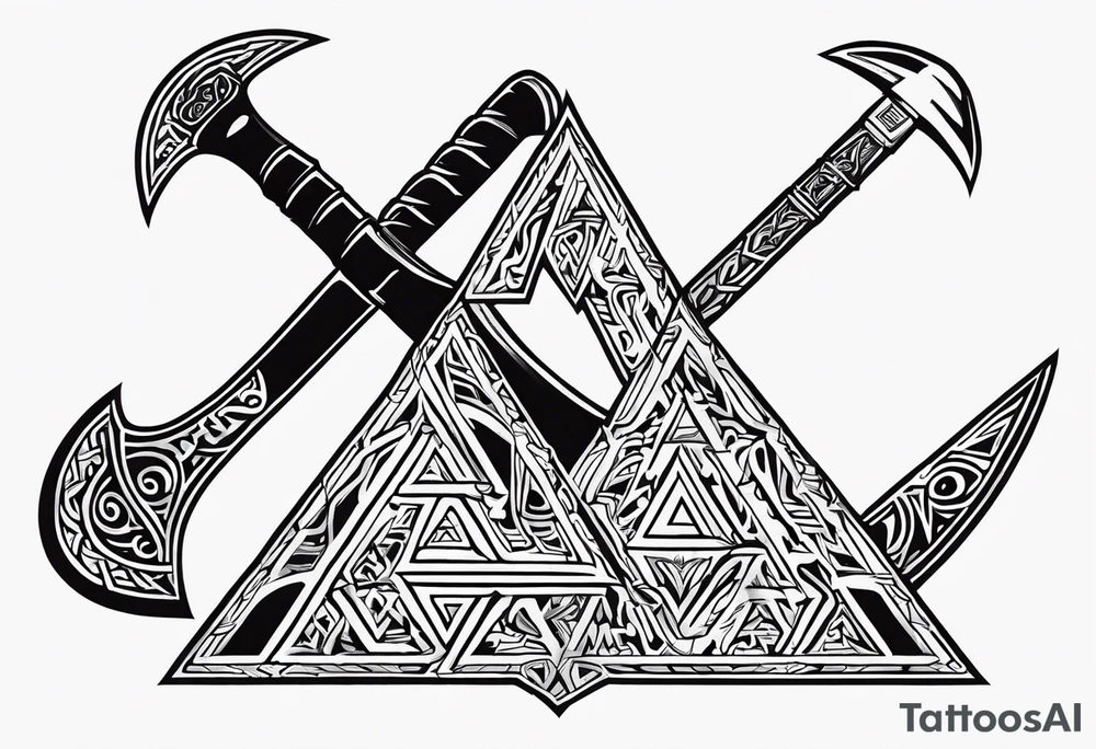Valhalla 
valknut sword axe tattoo idea