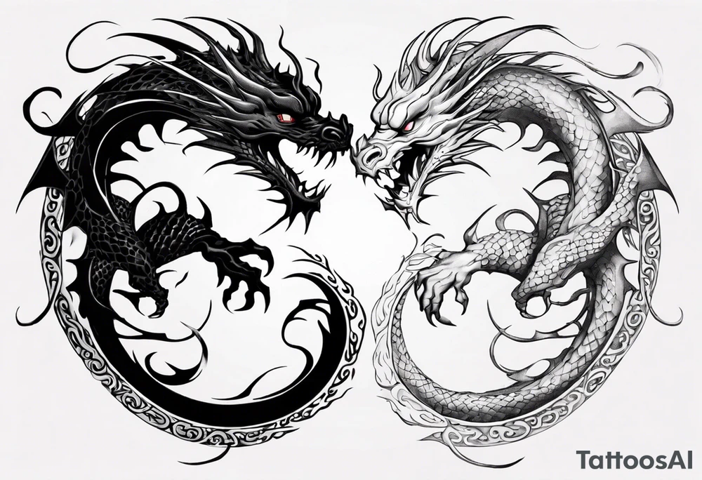 two dragons swirling to make a yin yang tattoo idea