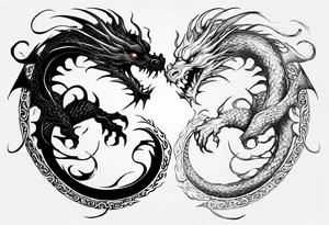 two dragons swirling to make a yin yang tattoo idea