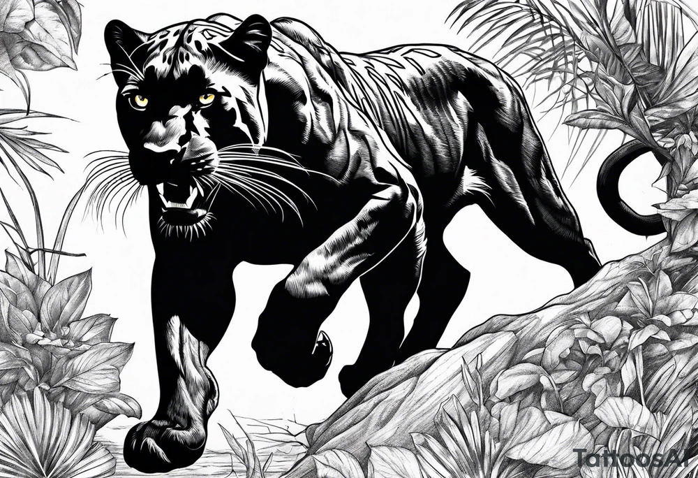 Black Panther hunting tattoo idea