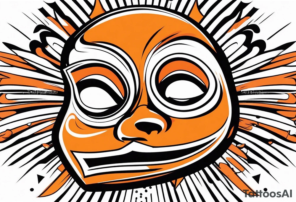 Laughing mask that is orange and black simplistic tattoo idea