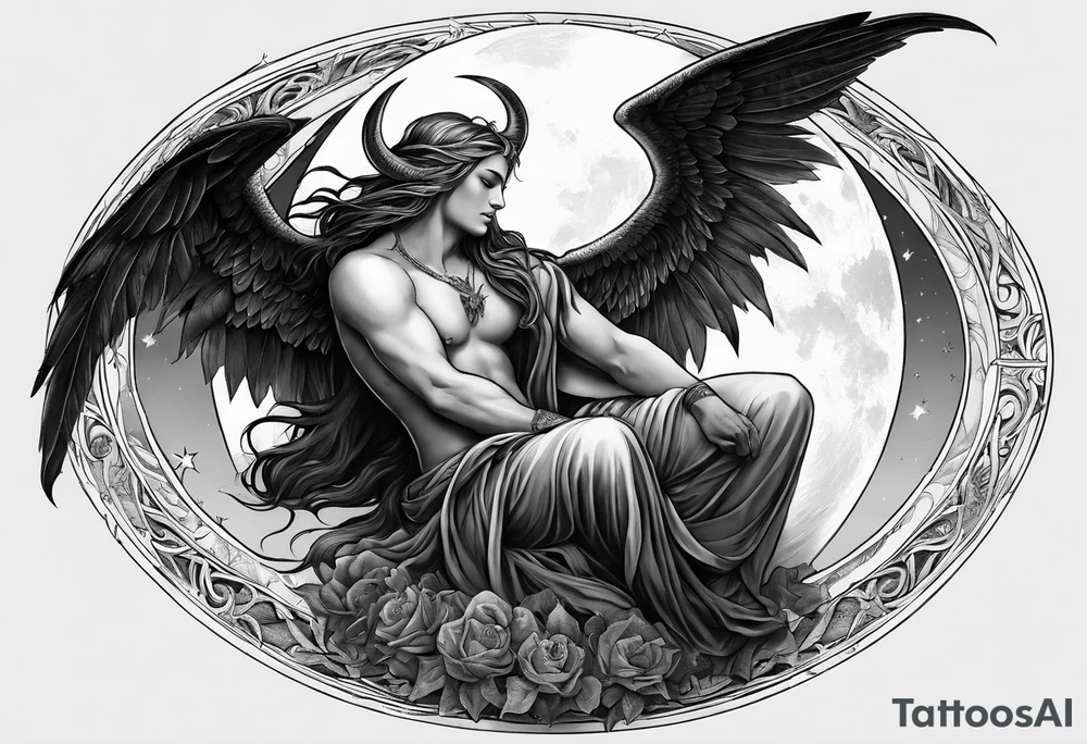 Lucifer hug the moon tattoo idea