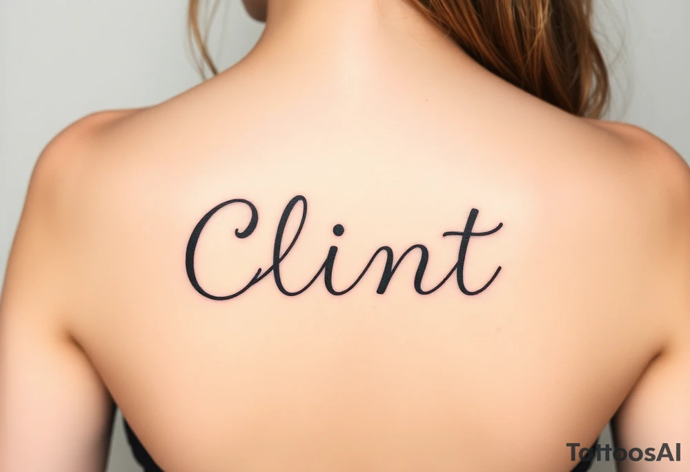 Clint spelled out in cartoon lettering tattoo idea
