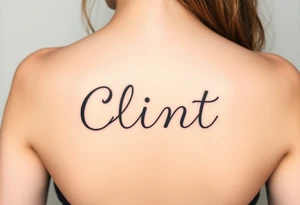 Clint spelled out in cartoon lettering tattoo idea