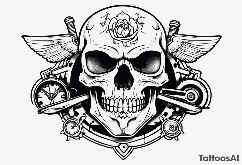 Mechanic skull tattoo idea