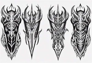 Demonic leg armor symmetrical tattoo idea