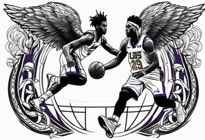 Angel Reese playing basketball at LSU tattoo idea