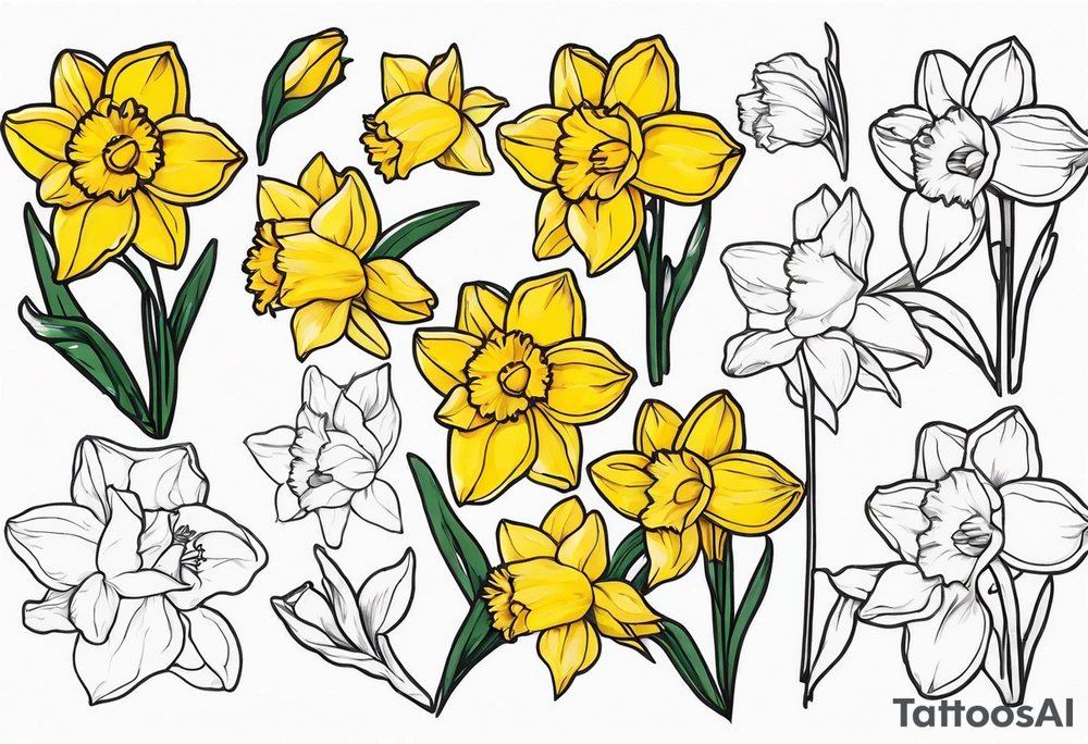Daffodil birth flower chain tattoo idea