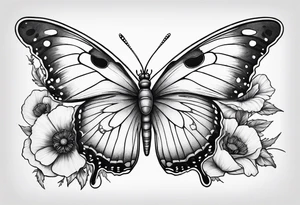 Butterfly with poppies INSIDE the top part of the wings tattoo idea