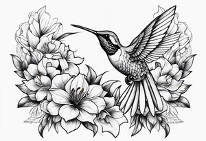 half hummingbird half flower tattoo idea