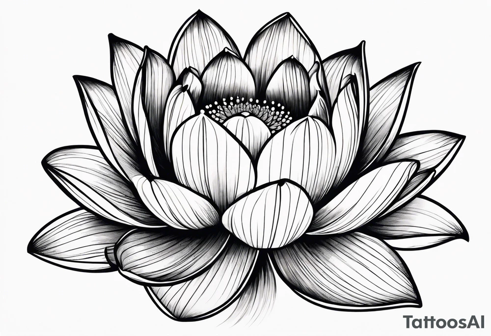 lotus flower with thin lines masculine design tattoo idea