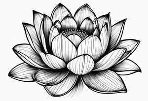 lotus flower with thin lines masculine design tattoo idea