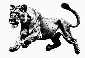Lioness jumping tattoo idea