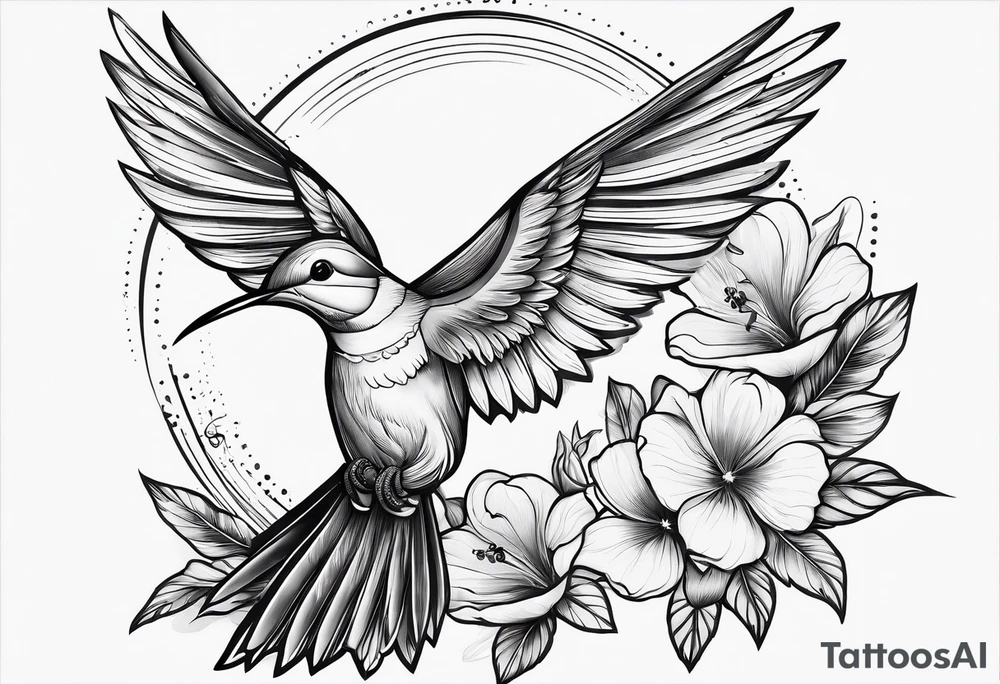 colibri bird
flowers
fine line tattoo idea