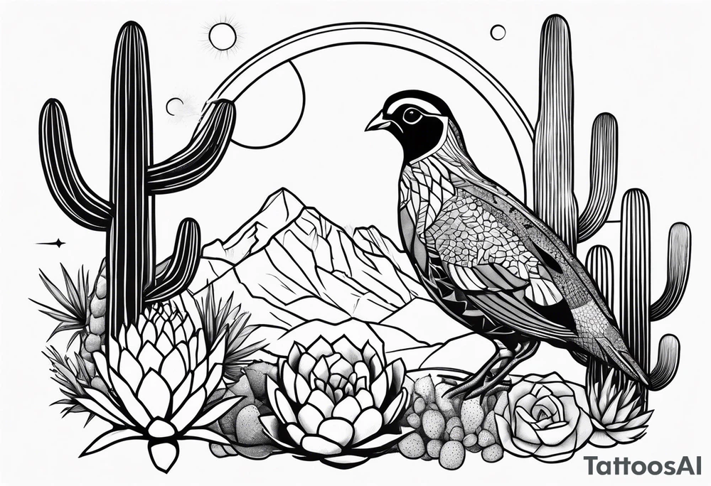 Arizona, quail, cacti tattoo idea