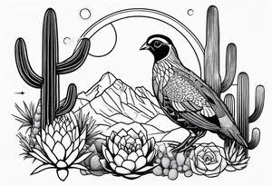 Arizona, quail, cacti tattoo idea