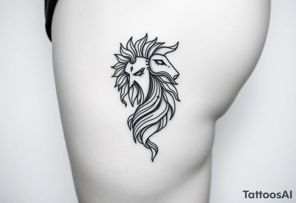 thigh tattoo for a girl that likes fine line greek art tattoo idea