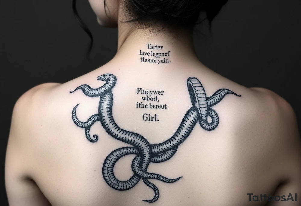 Medusa with snakes and quote and girly tattoo idea