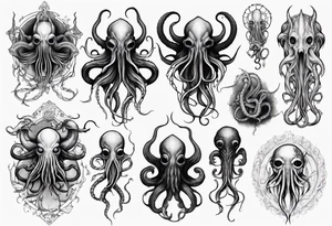 Cthulhu mythe long tattoo 
with lot of tentacle tattoo idea