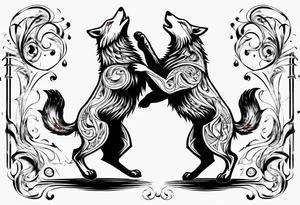 two wolves dancing on their hind legs. tattoo idea