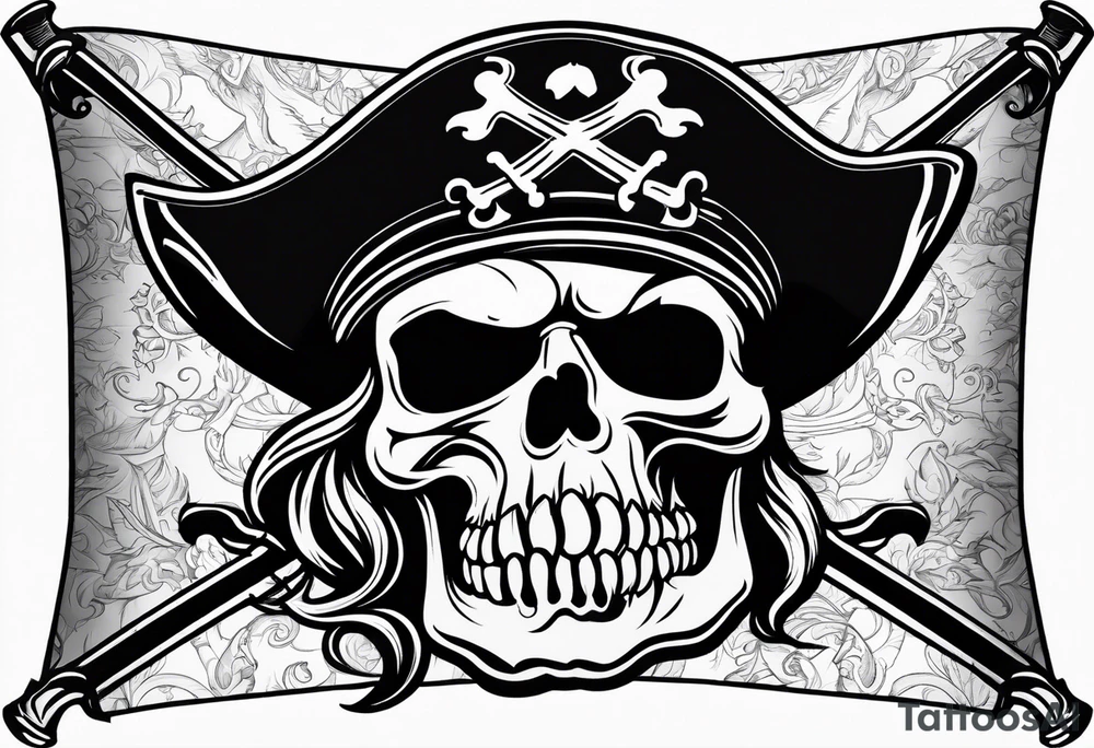 Pirate flag with snap back hat tattoo idea
