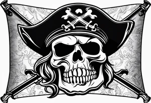 Pirate flag with snap back hat tattoo idea