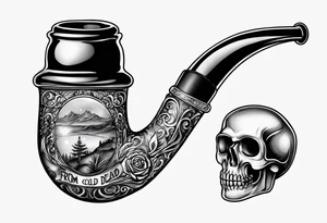 Glass oil burning pipe in a hand. 
Underneath the hand the text,  'from my cold dead hands ' tattoo idea