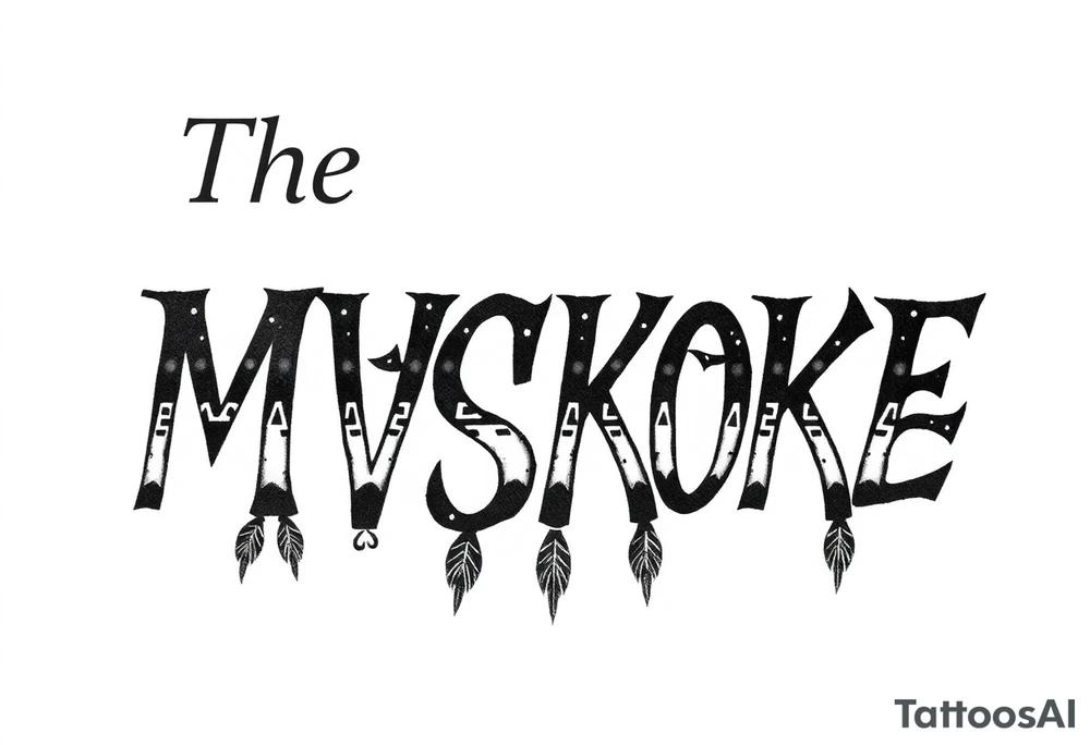 The word “MVSKOKE” shaded with Native American print tattoo idea
