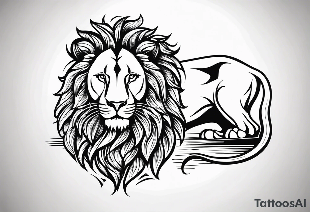 realistic laying lion tattoo idea