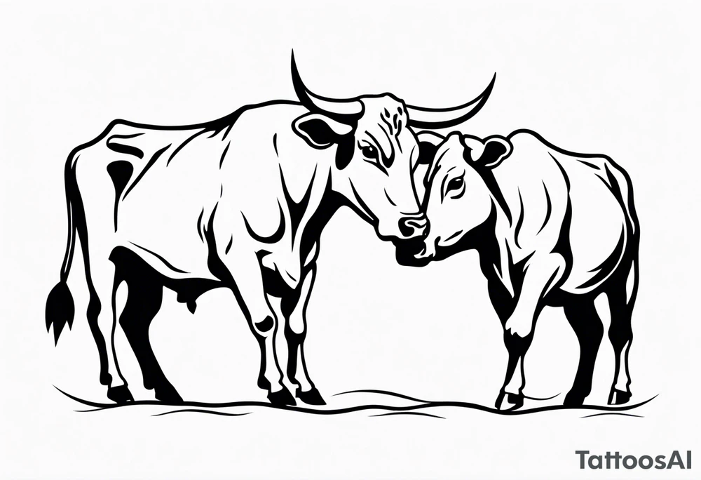 two cow fighting with each other tattoo idea