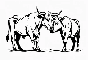 two cow fighting with each other tattoo idea