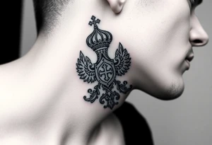 Traditional Russian orthodox design on the side of neck tattoo idea