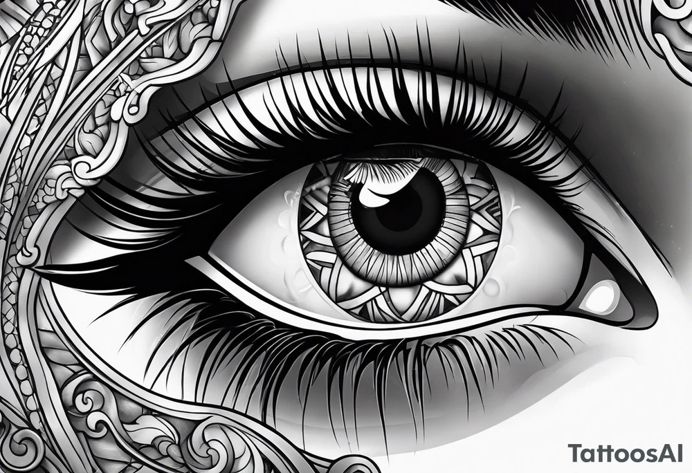 Half Lion eye half lady eye tattoo idea