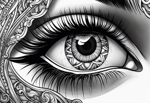 Half Lion eye half lady eye tattoo idea