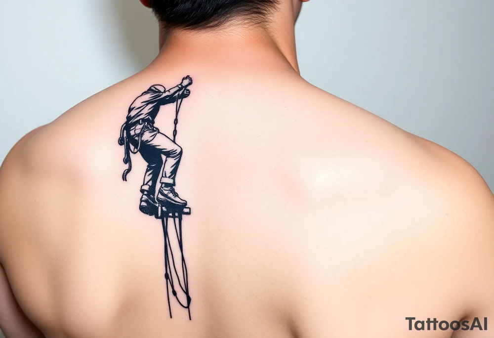 power lineman climbing a wooden 12kv pole tattoo idea