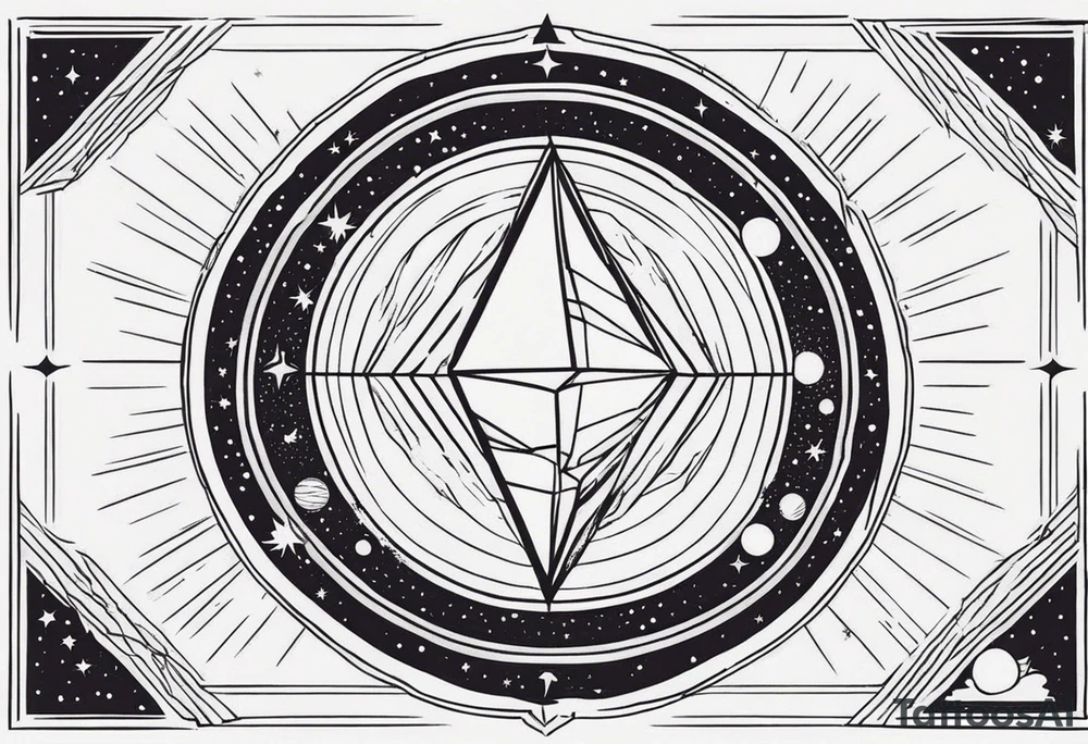 A universe contained in a prism. Light rays enter and exit from one side to the other. tattoo idea