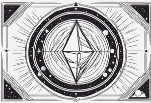 A universe contained in a prism. Light rays enter and exit from one side to the other. tattoo idea